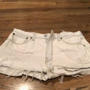 Distressed cut off vintage Levi’s jeans shorts.